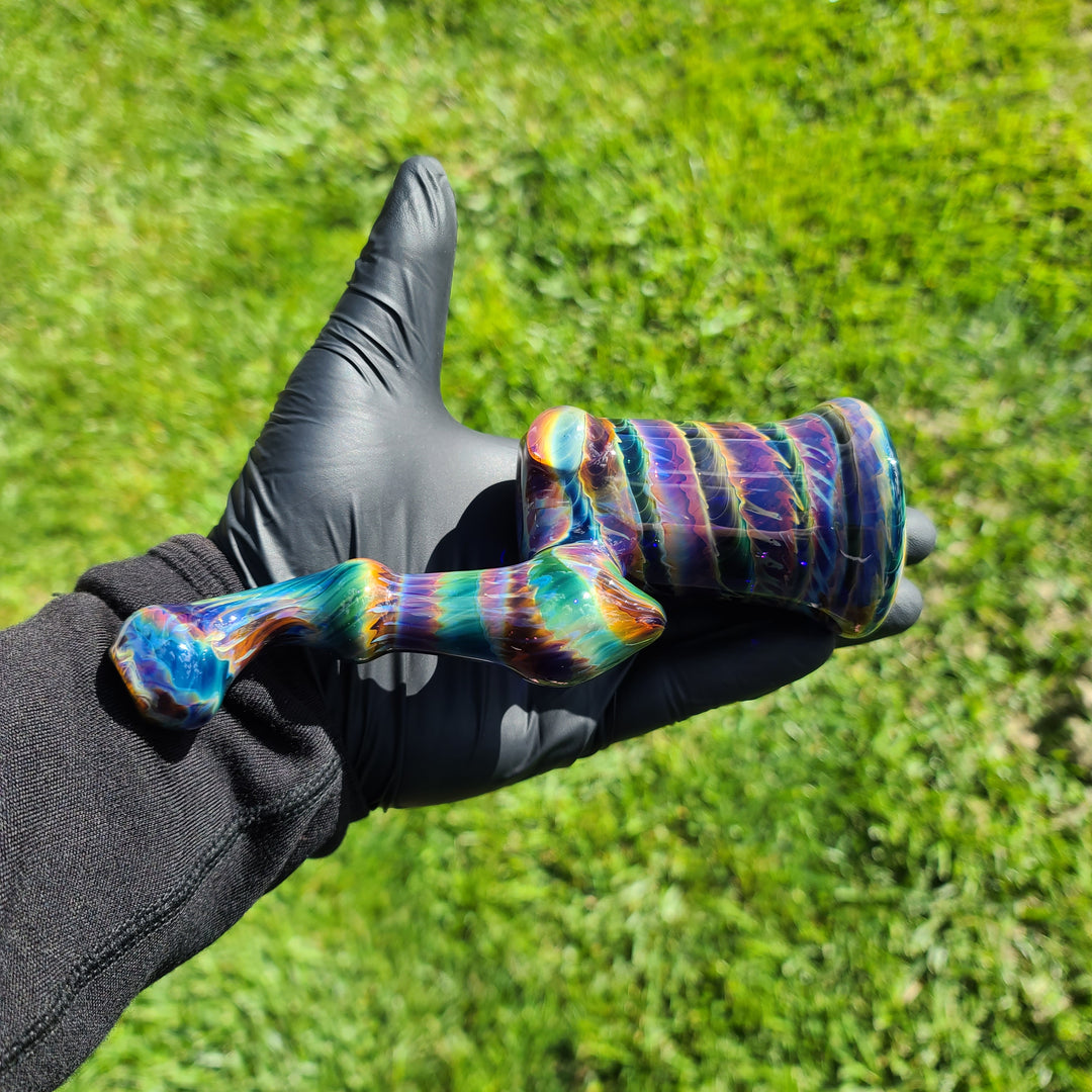 Purple Tye Dye Sherlock Bubbler Glass Pipe Jedi Glassworks   