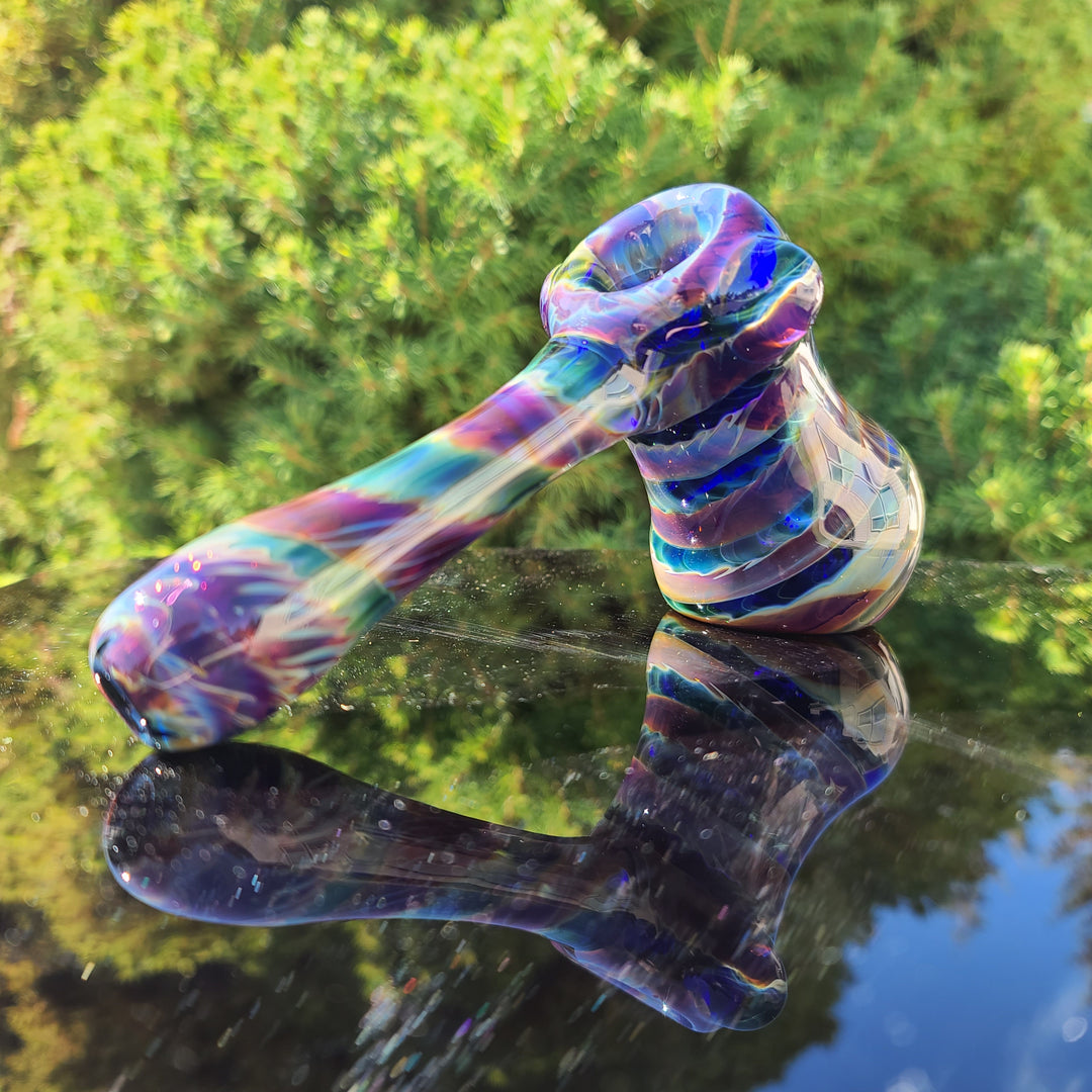 Purple Tye Dye Hammer Bubbler Glass Pipe Jedi Glassworks   