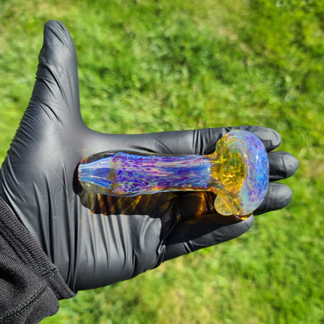 Large Purple Ghost Pipe with Crushed Opal Marble Glass Pipe Tako Glass   