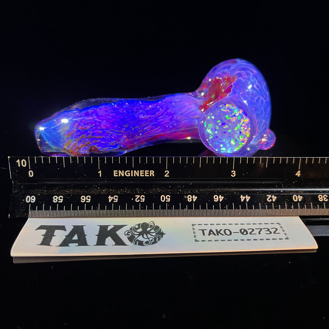 Purple Plasma Pipe with Huge Opal Coin Glass Pipe Tako Glass   