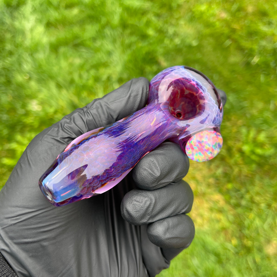 Purple Plasma Pipe with Huge Opal Coin Glass Pipe Tako Glass   