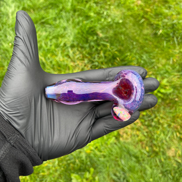 Purple Plasma Pipe with Huge Opal Coin Glass Pipe Tako Glass   