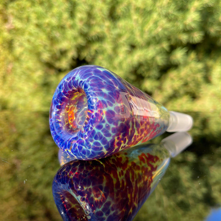 14 mm Purple Nebula Pull Slide with Dichro Galaxy Handle Accessory Tako Glass   