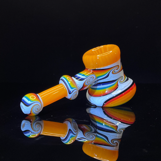 Sunset Rainbow Fade Heady Hammer Bubbler Glass Pipe TG   