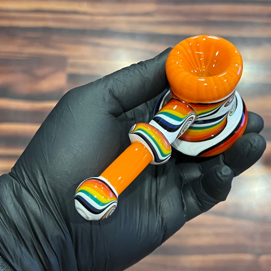 Sunset Rainbow Fade Heady Hammer Bubbler Glass Pipe TG   