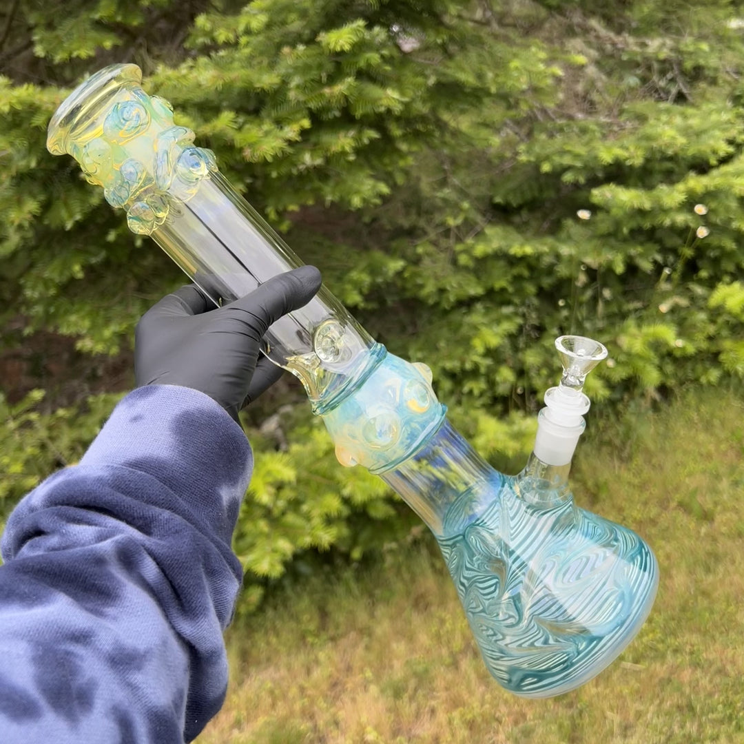 50x5 16" Ripple Fume Beaker Bong Glass Pipe TG