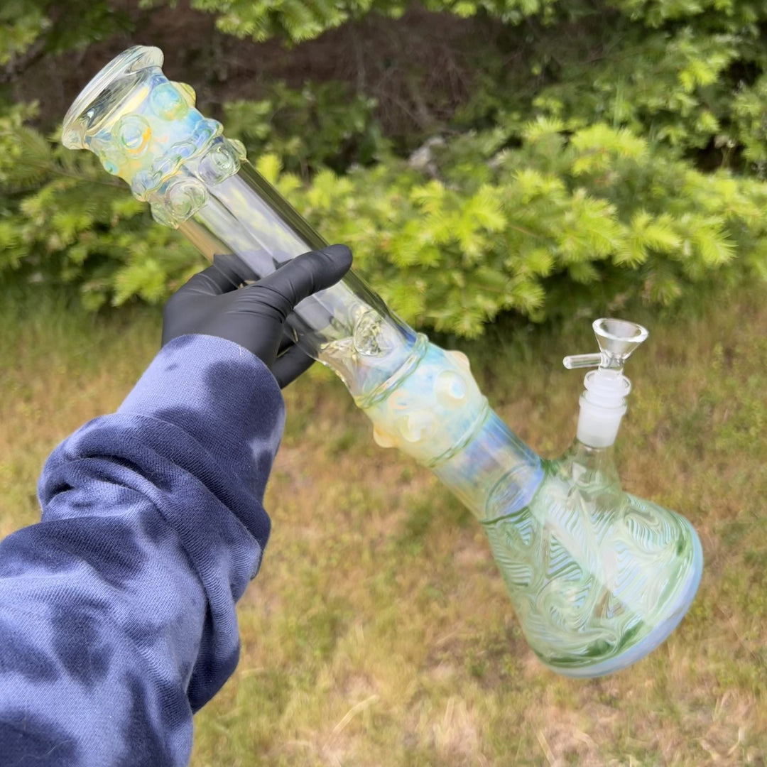 50x5 16" Ripple Fume Beaker Bong Glass Pipe TG