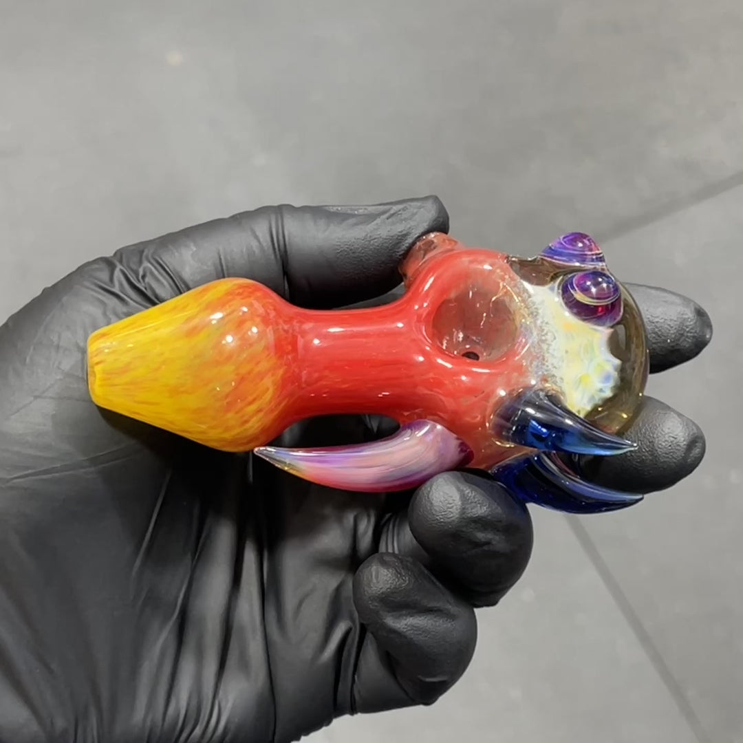 Horned Frit Honeycomb Spoon Glass Pipe Catfish Glass