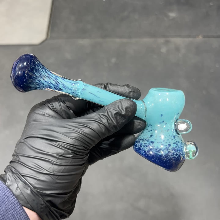 Blue Mushroom Opal Bubbler Glass Pipe Beezy Glass