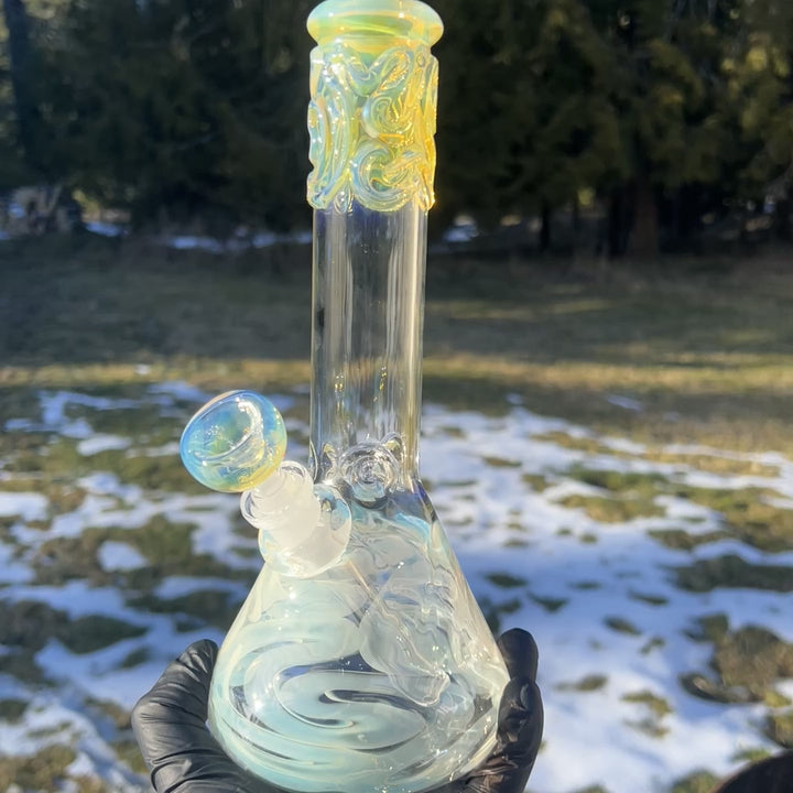 10" Fumed Squiggle Beaker Bong Glass Pipe Mary Jane's Glass