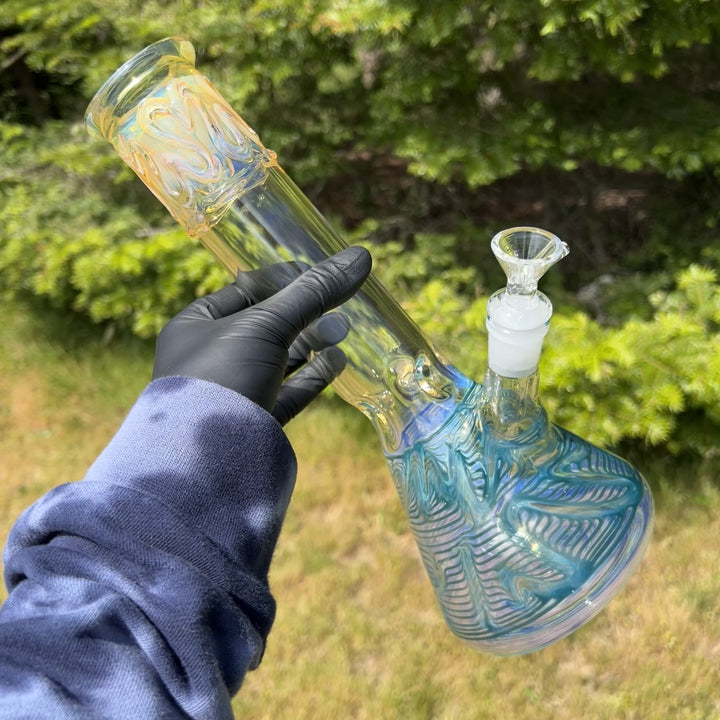 12" Ripple Fume Beaker Bong Glass Pipe TG