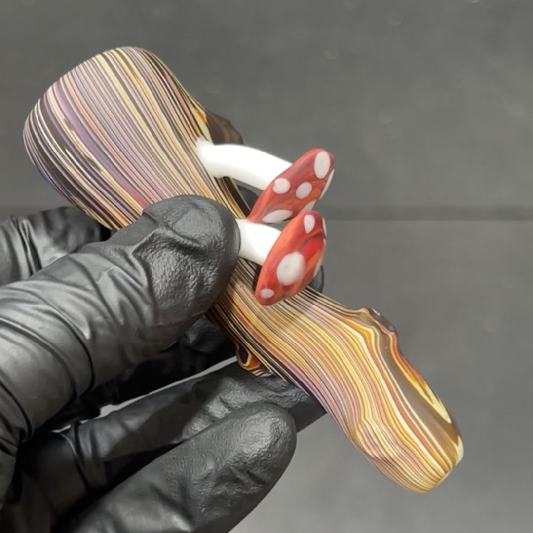 Wood Grain Mushroom Chillum Glass Pipe Wazoo Glass