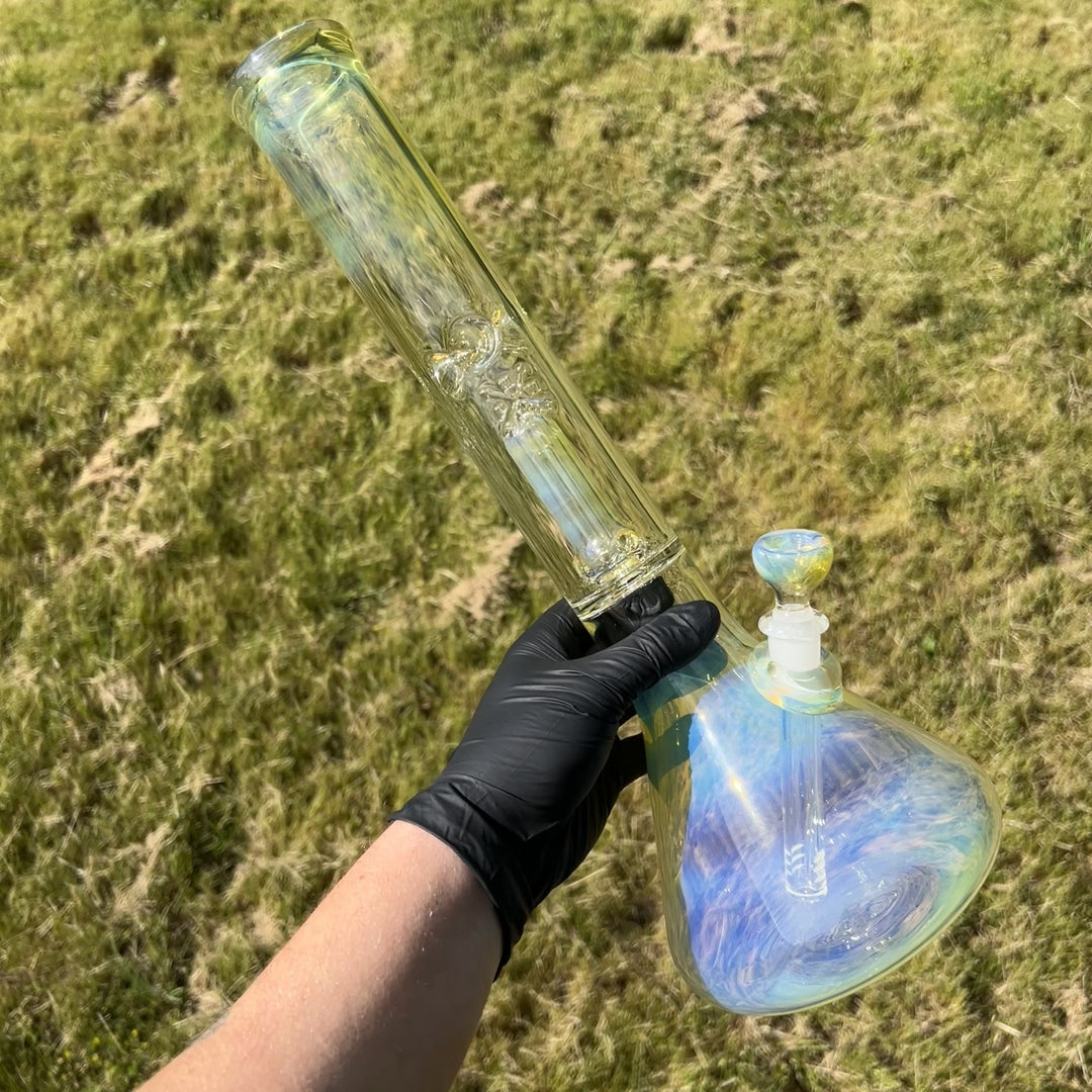 16" Fumed Double Perc Beaker Bong Glass Pipe Mary Jane's Glass