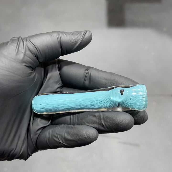 Thick Turquoise Frit Chillum Glass Pipe Chuck Glass