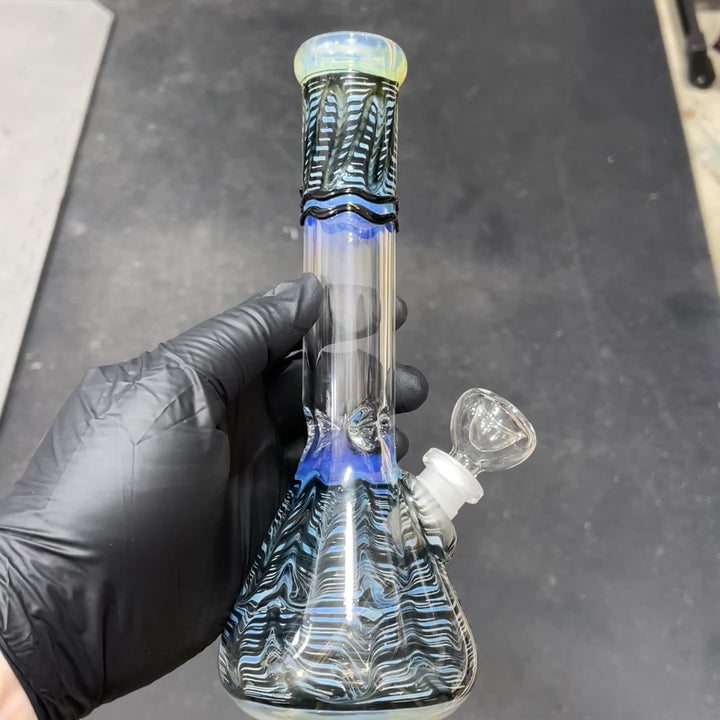 9" Color Rake Beaker Bong Glass Pipe Mary Jane's Glass