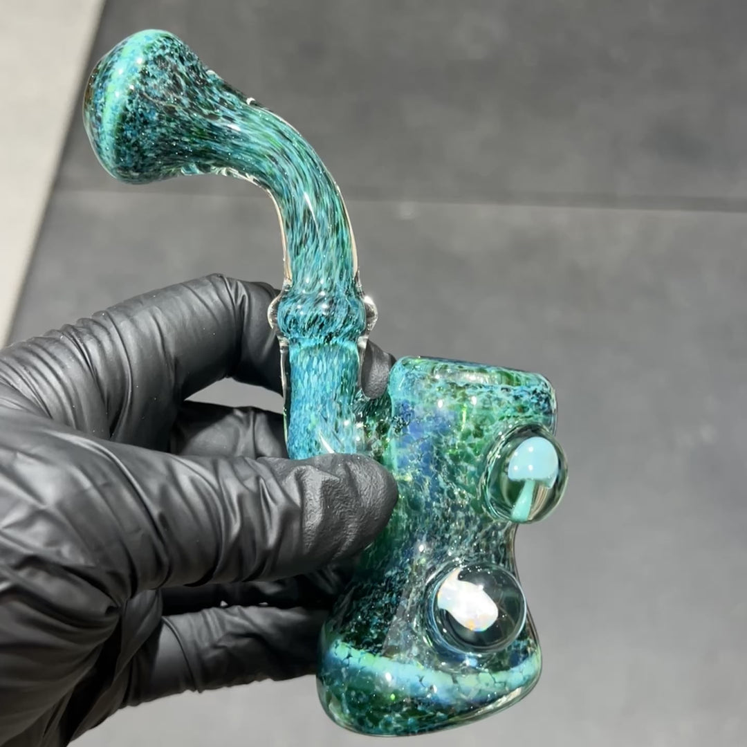 Dazzling Green Mushroom Opal Sherlock Glass Pipe Beezy Glass