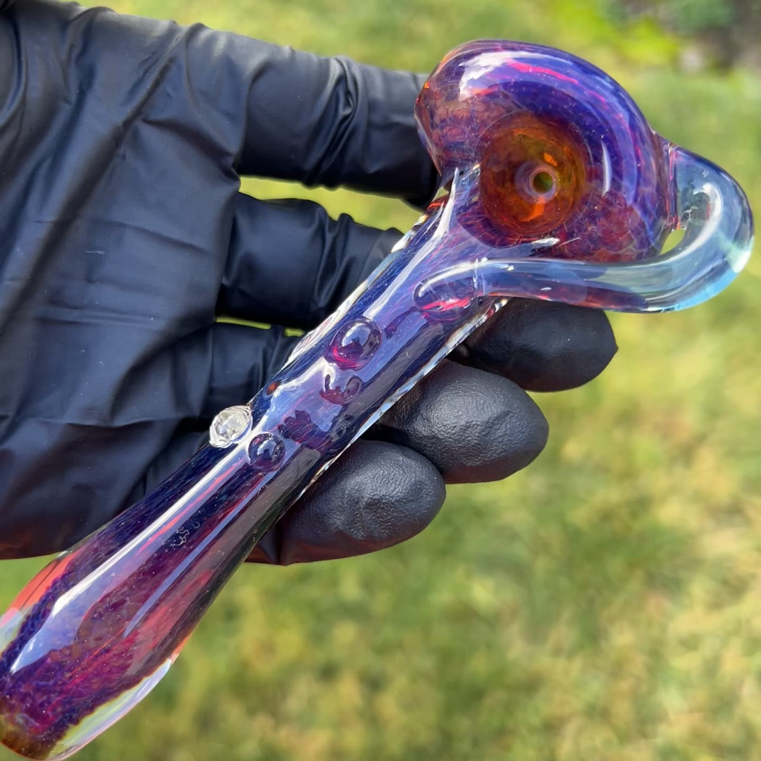 Blue Frit Horn Pipe Glass Pipe Beezy Glass