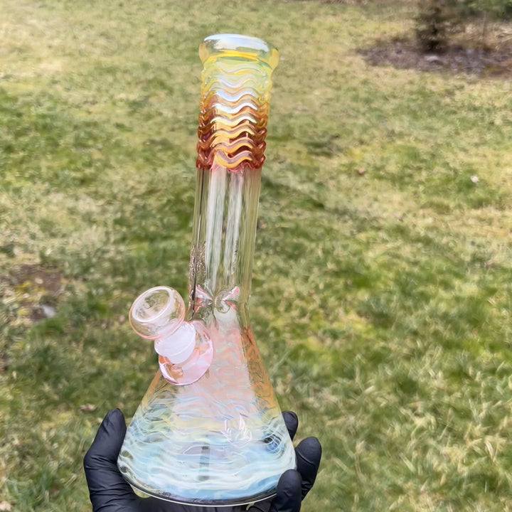 10" Fumed Swirl Beaker Bong Glass Pipe Mary Jane's Glass