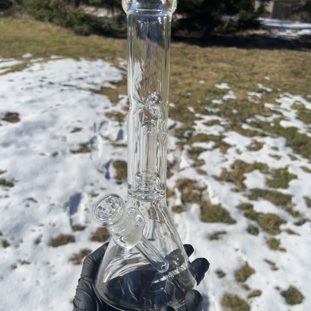 11" Double Perc Beaker Bong Glass Pipe Mary Jane's Glass