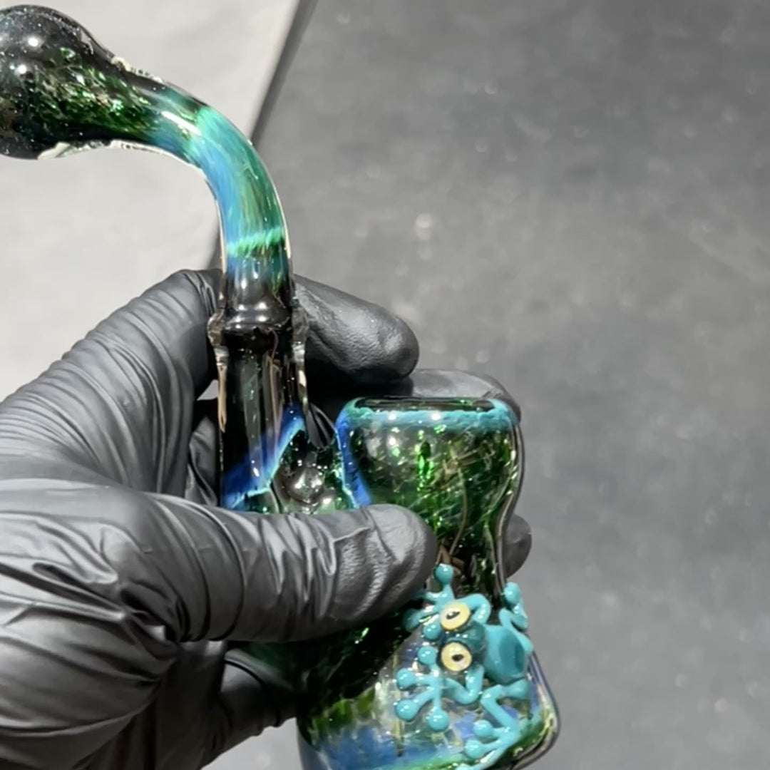 Deep Green Sherlock Frog Bubbler Glass Pipe Beezy Glass