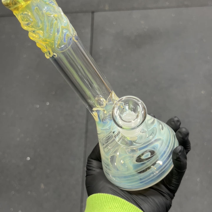 9" Fumed Squiggle Beaker Bong Glass Pipe Mary Jane's Glass