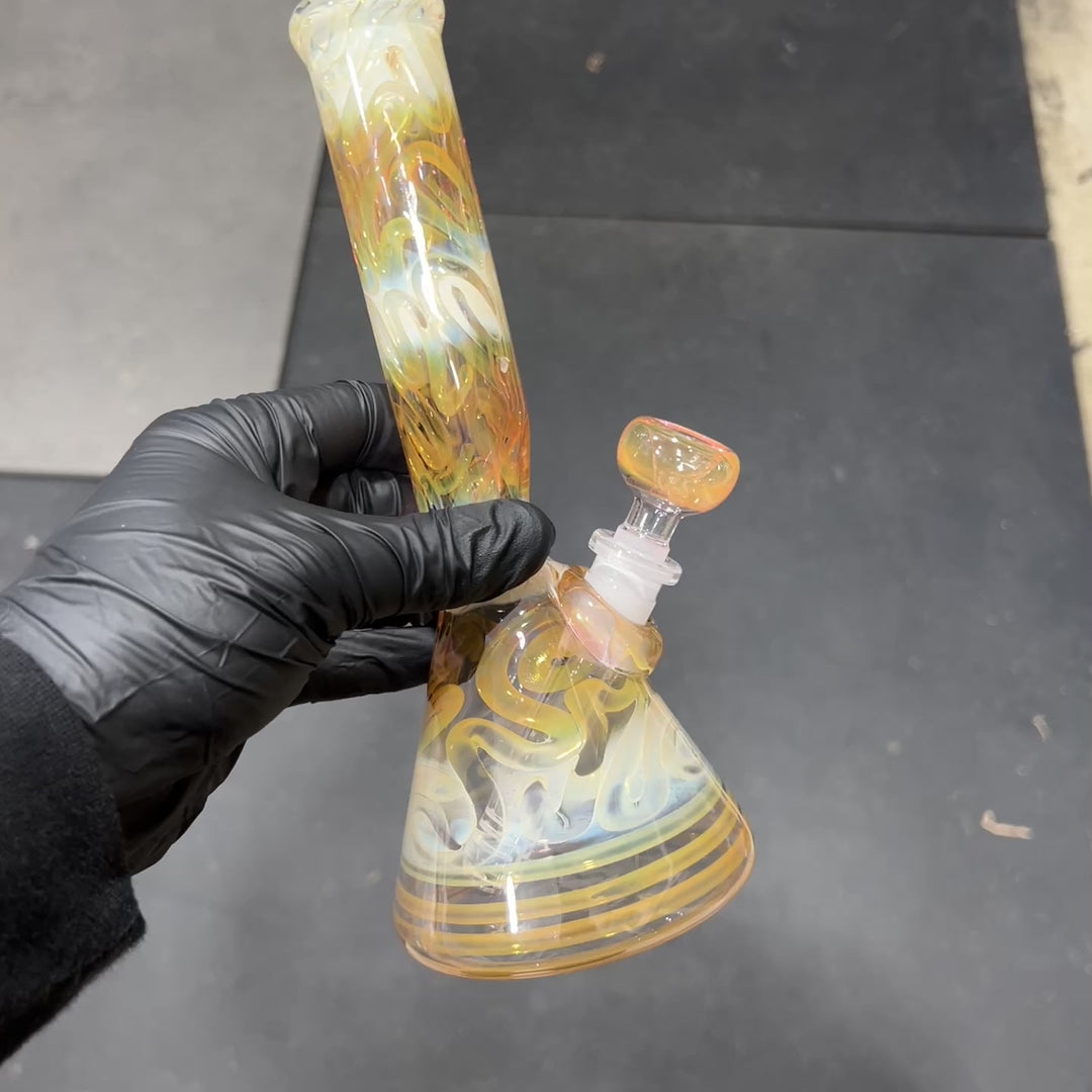 9" Fumed Squiggle Beaker Bong Glass Pipe Mary Jane's Glass