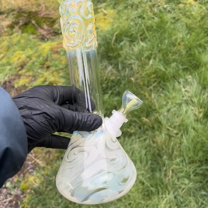 10" Fumed Squiggle Beaker Bong Glass Pipe Mary Jane's Glass