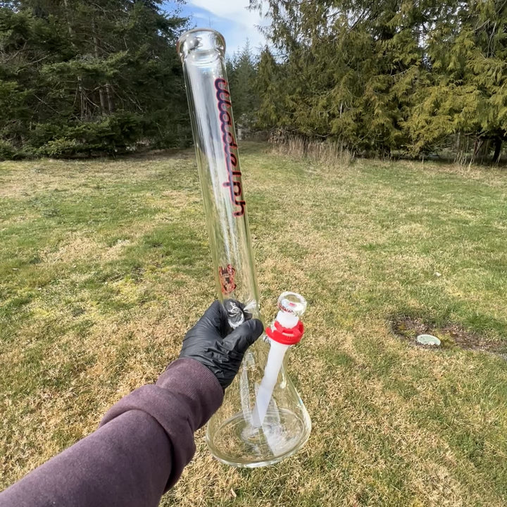 Illadelph Black and Red Beaker Bong Glass Pipe Illadelph Glass