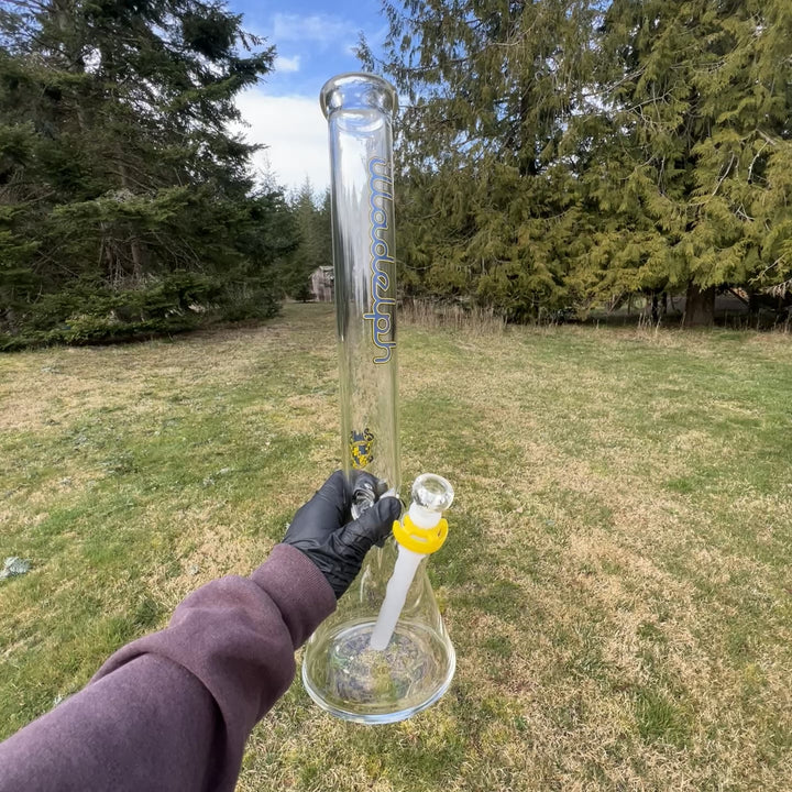 Illadelph Blue and Yellow Beaker Bong Glass Pipe Illadelph Glass