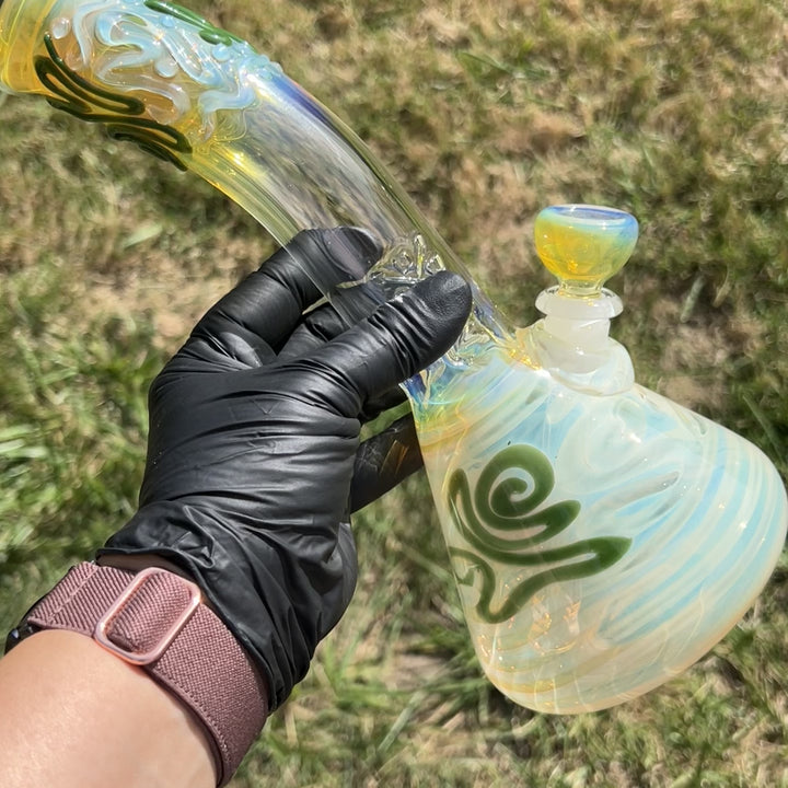 10" Fumed Bent Neck Beaker Bong Glass Pipe Mary Jane's Glass