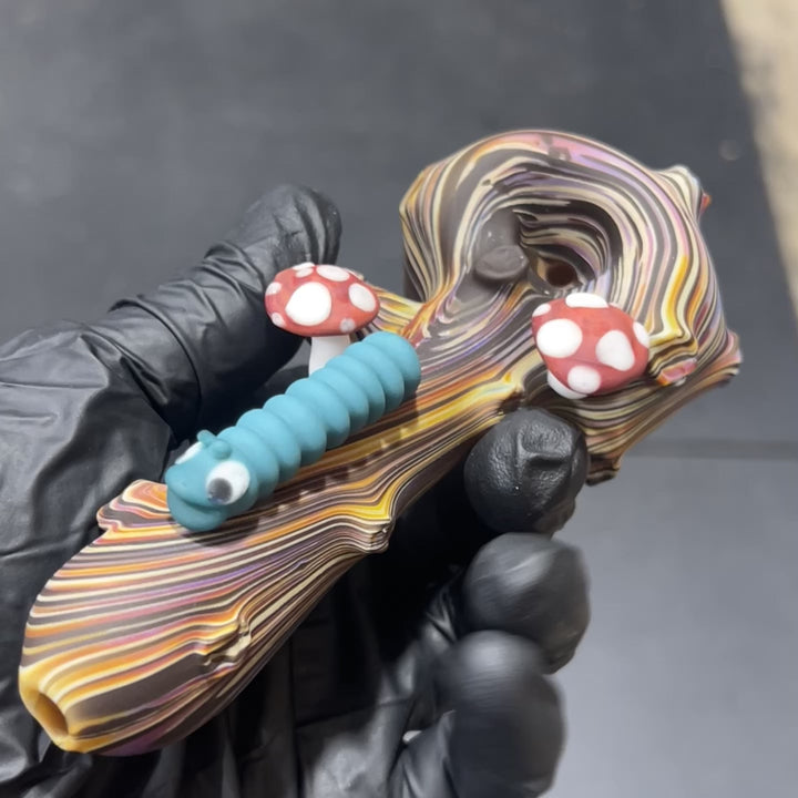 Wood Grain Caterpillar Shroom Branch Pipe Glass Pipe Wazoo Glass