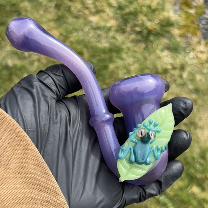 Purple Frog on Leaf Sherlock Glass Pipe Beezy Glass