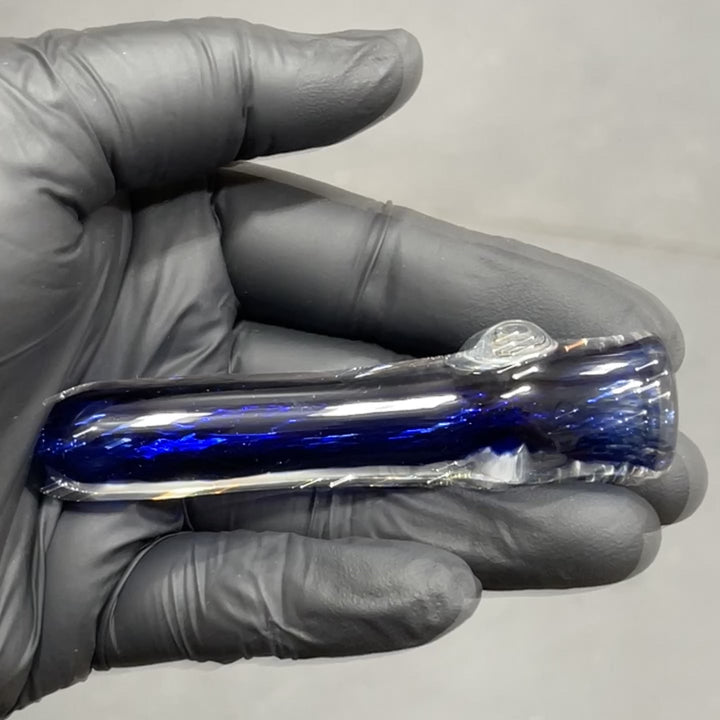 Thick Blue Frit Chillum Glass Pipe Chuck Glass