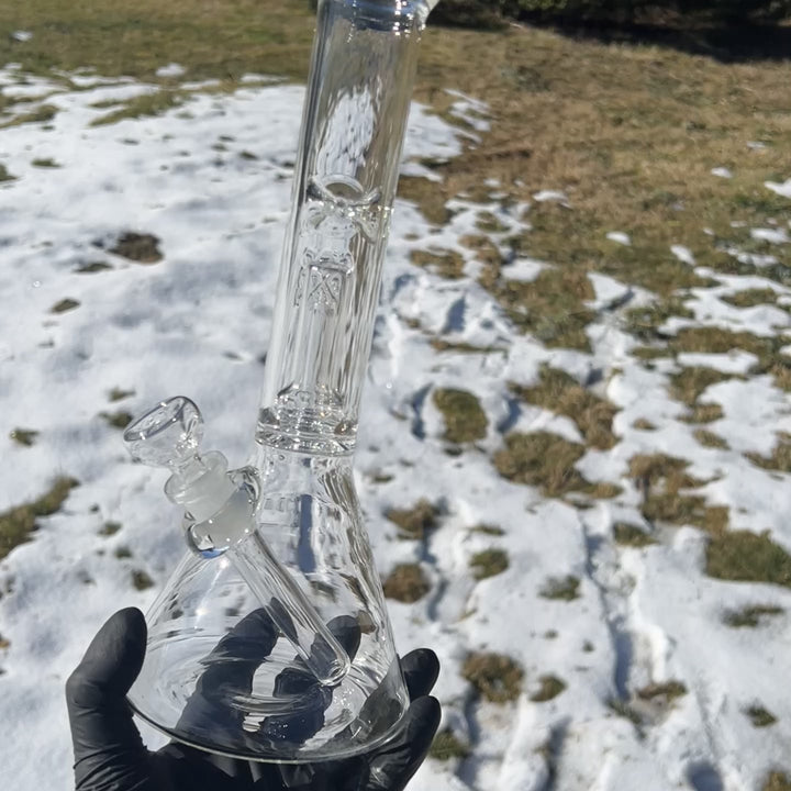 11" Double Perc Beaker Bong Glass Pipe Mary Jane's Glass