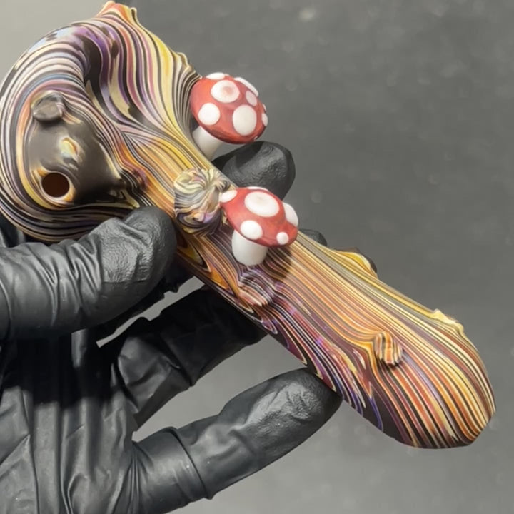 Woodgrain Shroom Branch Spoon Glass Pipe Wazoo Glass