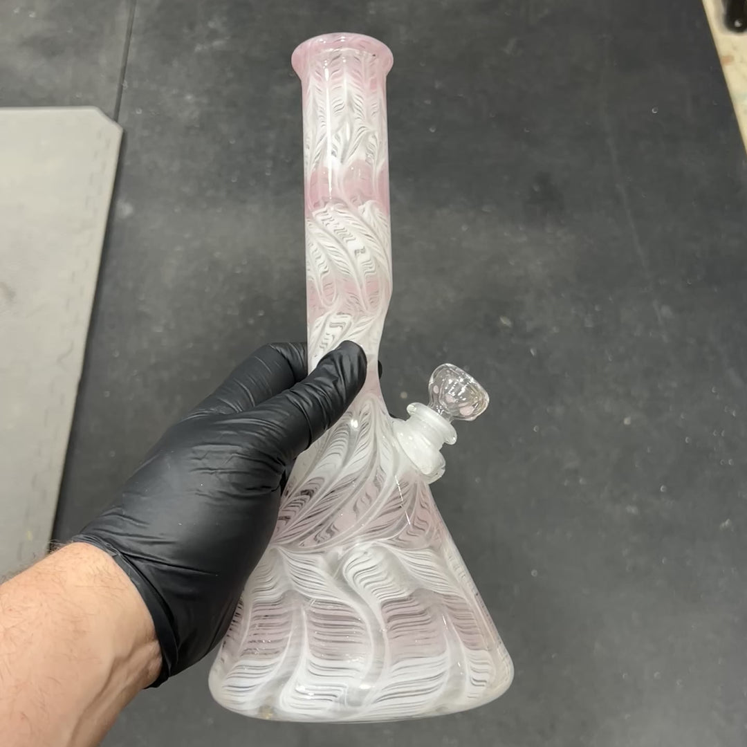 11" Carnation Beaker Bong Glass Pipe Mary Jane's Glass