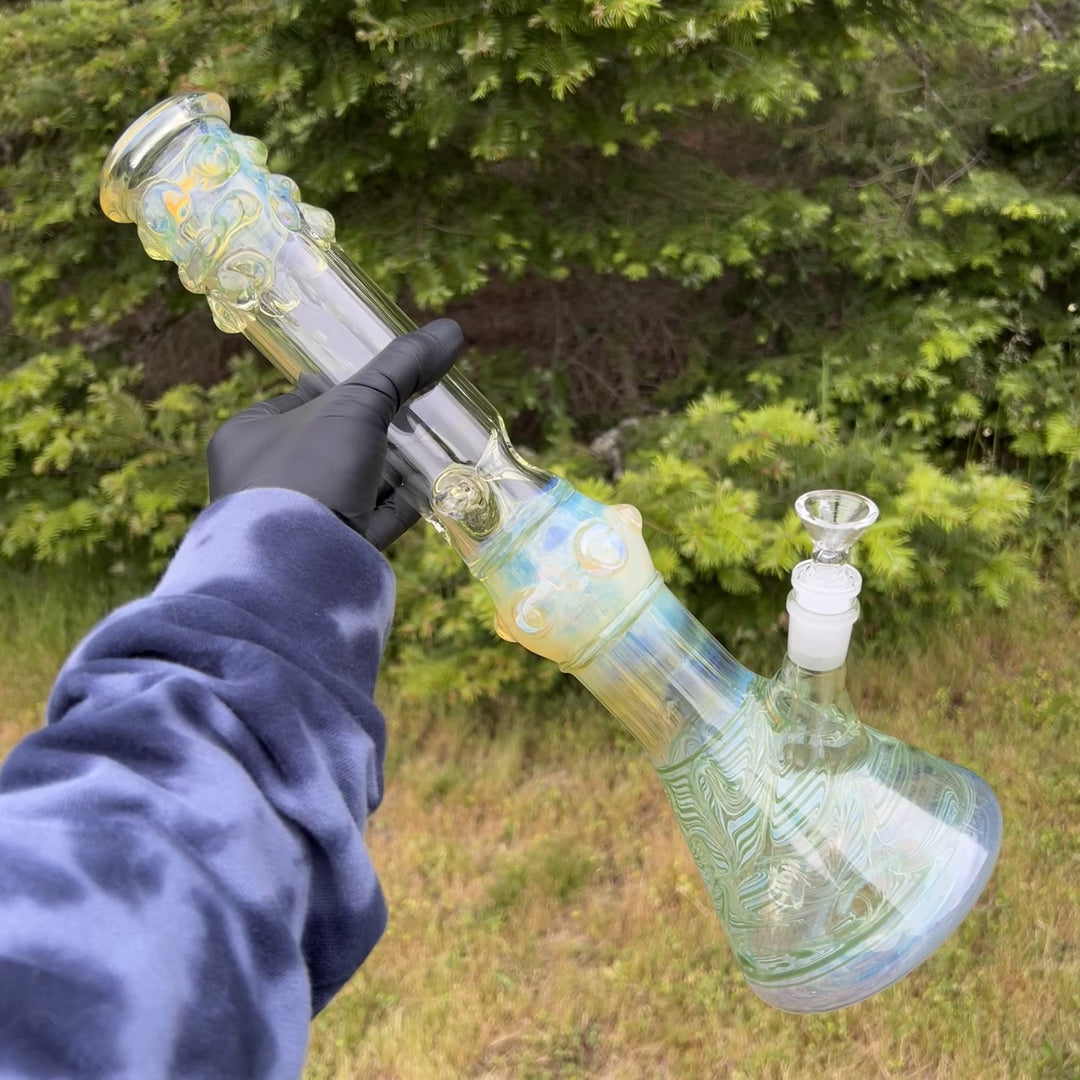 50x5 16" Ripple Fume Beaker Bong Glass Pipe TG