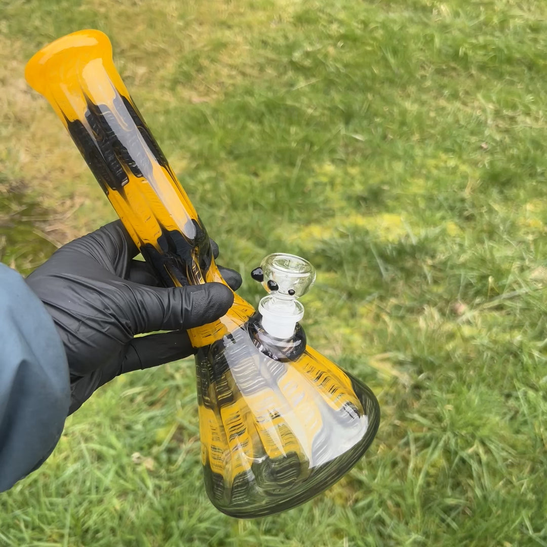 11" Bumblebee Beaker Bong Glass Pipe Mary Jane's Glass