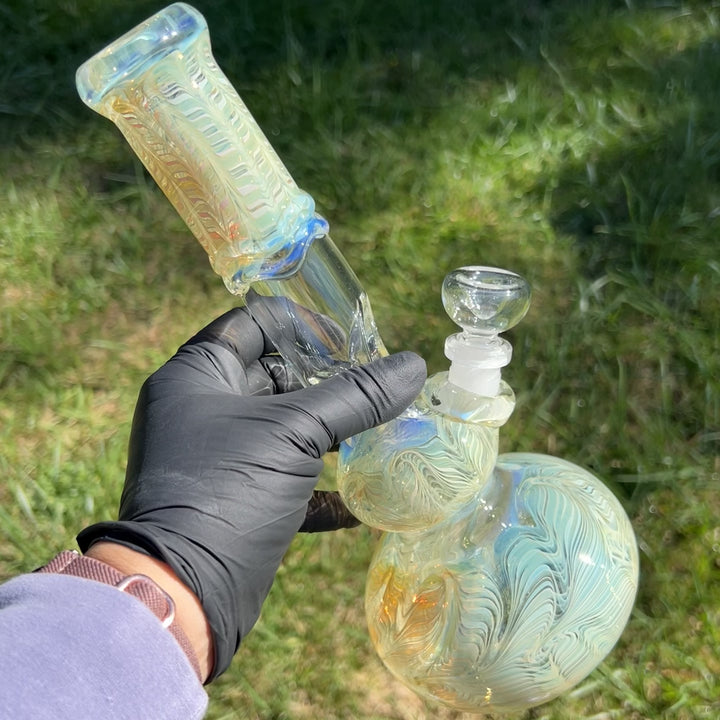 11" Double Bubble Color Rake Bong Glass Pipe Mary Jane's Glass