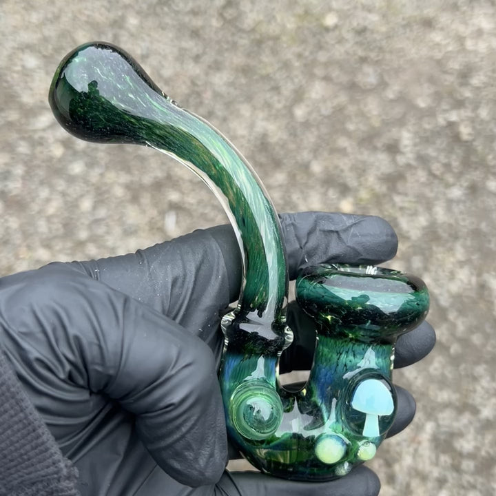 Deep Green Mushroom Sherlock Glass Pipe Beezy Glass