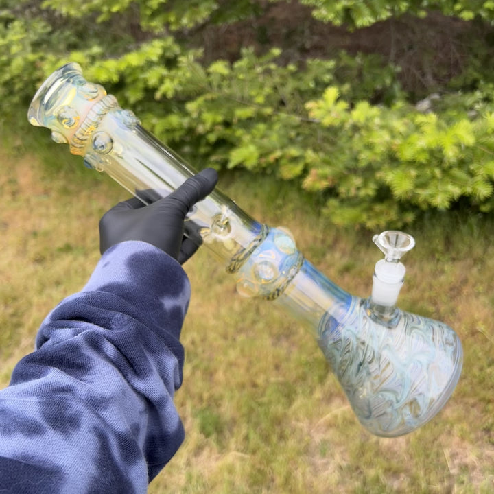 50x5 16" Ripple Fume Beaker Bong Glass Pipe TG