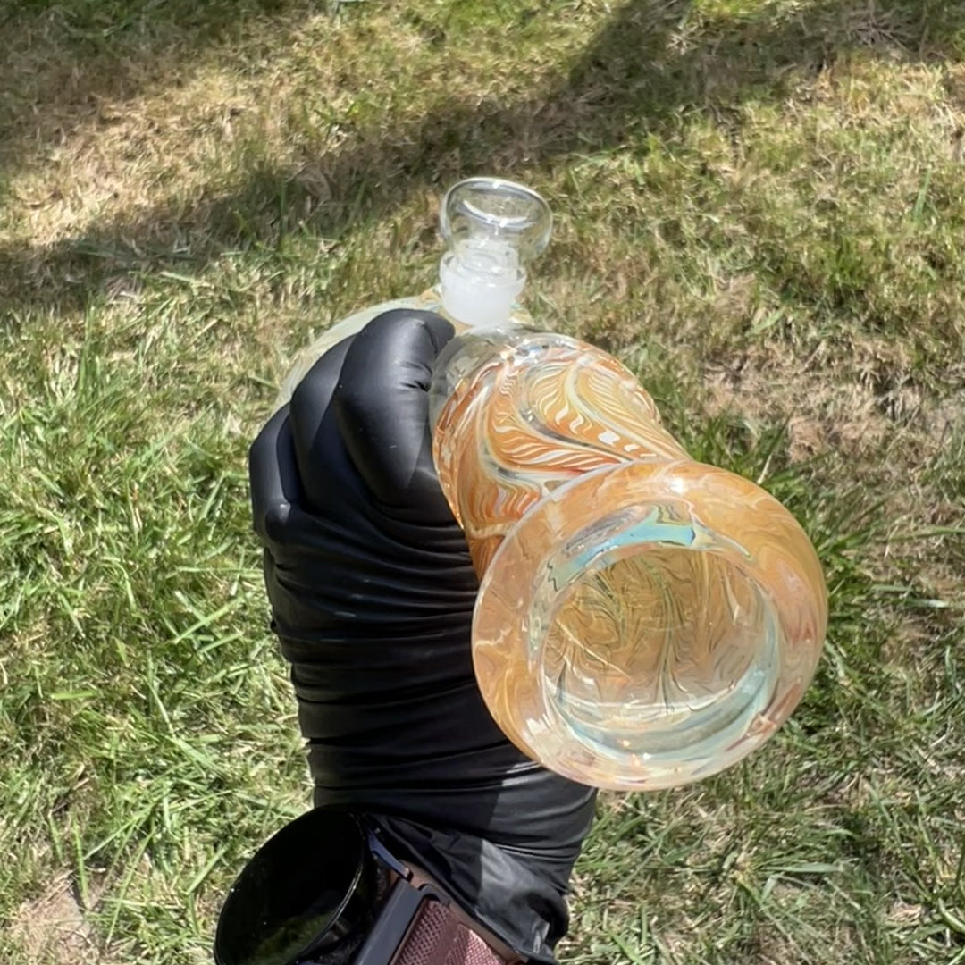 10.5" Fumed Bent Neck Beaker Bong Glass Pipe Mary Jane's Glass