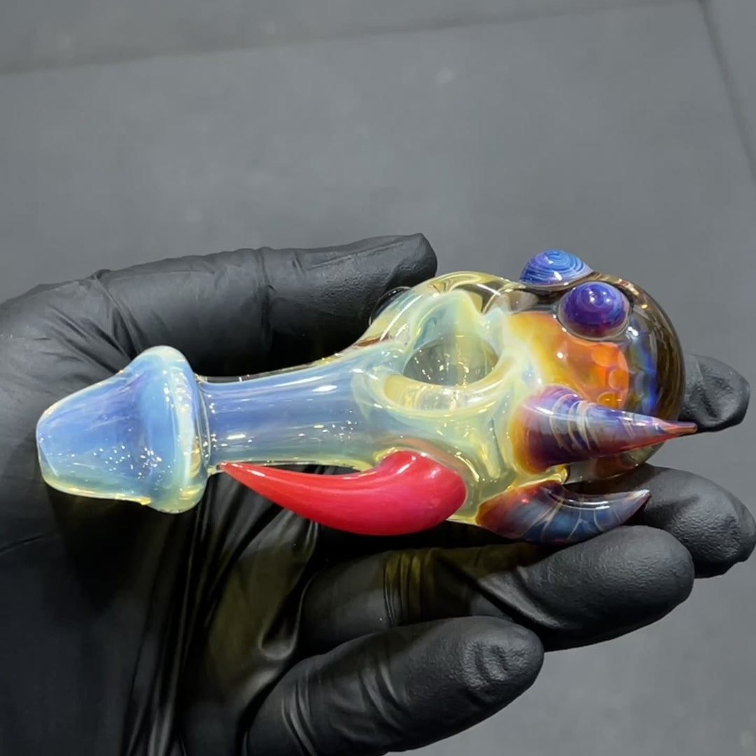 Horned Fume Honeycomb Spoon Glass Pipe Catfish Glass