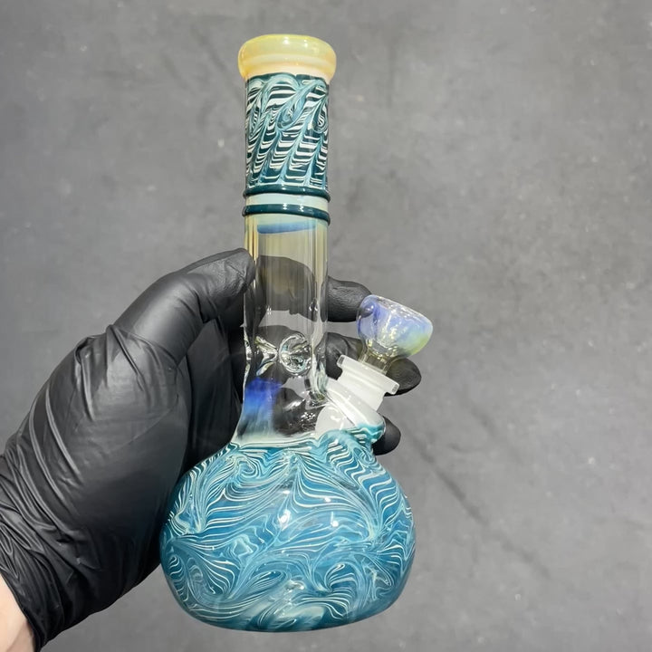 8" Bubble Color Rake Bong Glass Pipe Mary Jane's Glass