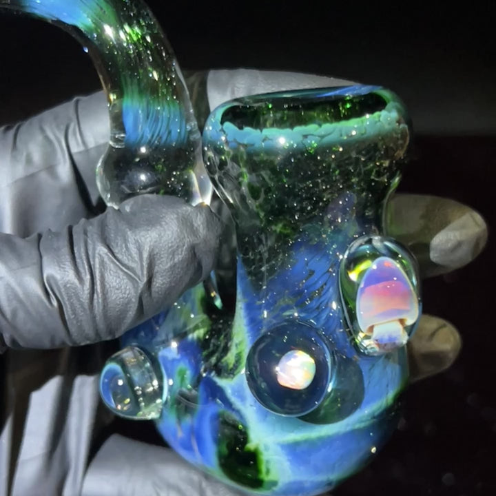 Deep Green Sherlock Mushroom Opal Glass Pipe Beezy Glass