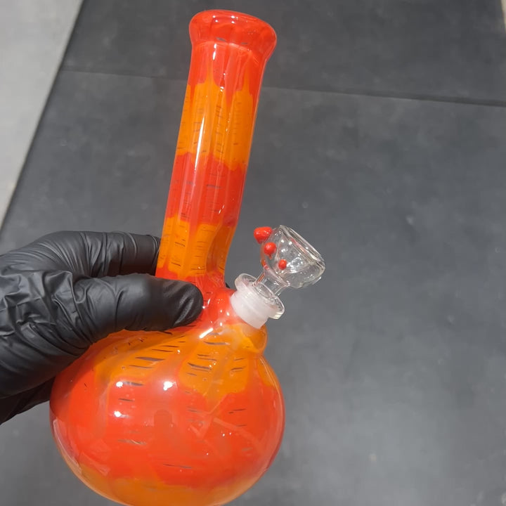 8" Agent Orange Bubble Bong Glass Pipe Mary Jane's Glass