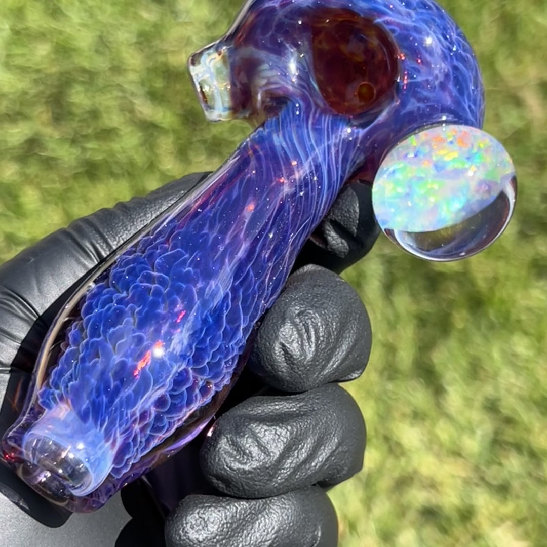 Purple Plasma Pipe with Opal Coin Glass Pipe Tako Glass