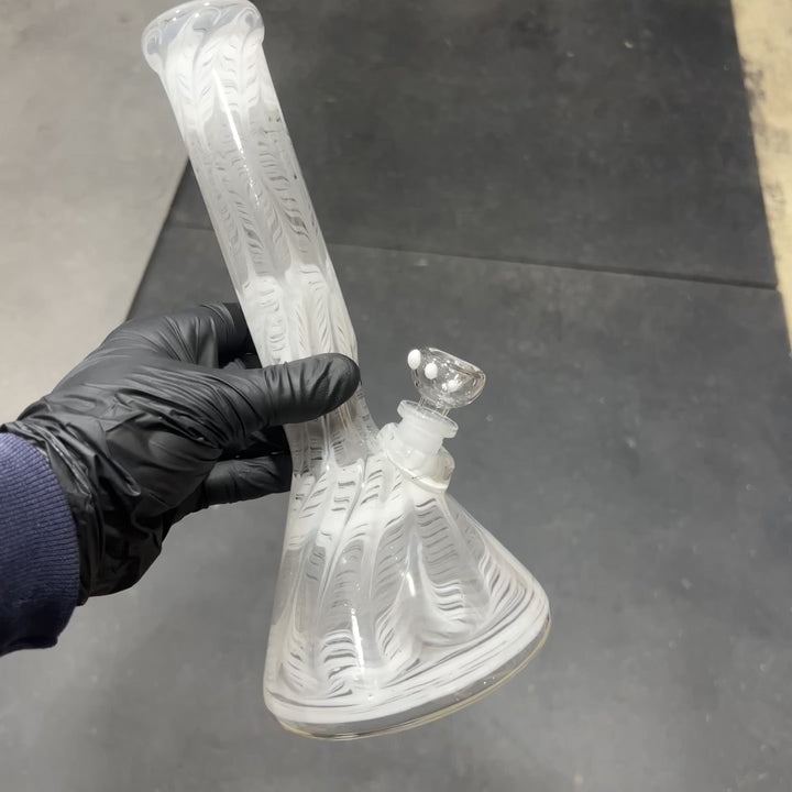 11" White Widow Beaker Bong Glass Pipe Mary Jane's Glass