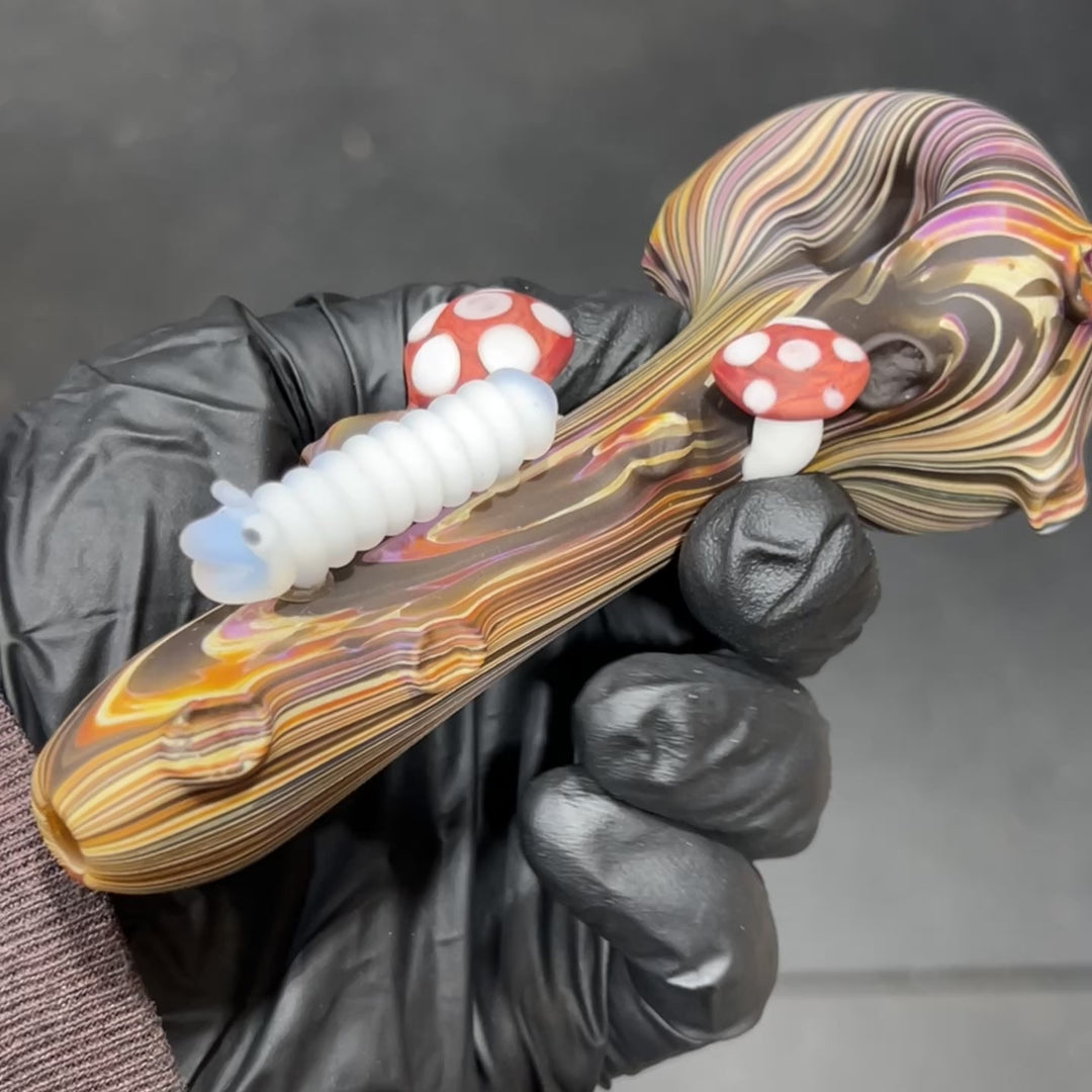 Wood Grain Caterpillar Shroom Branch Pipe Glass Pipe Wazoo Glass