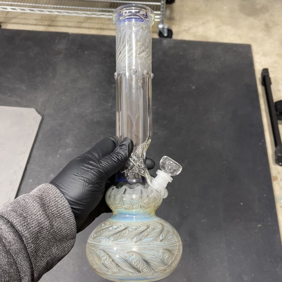 14" Double Bubble Color Rake Fumed Bong Glass Pipe Mary Jane's Glass